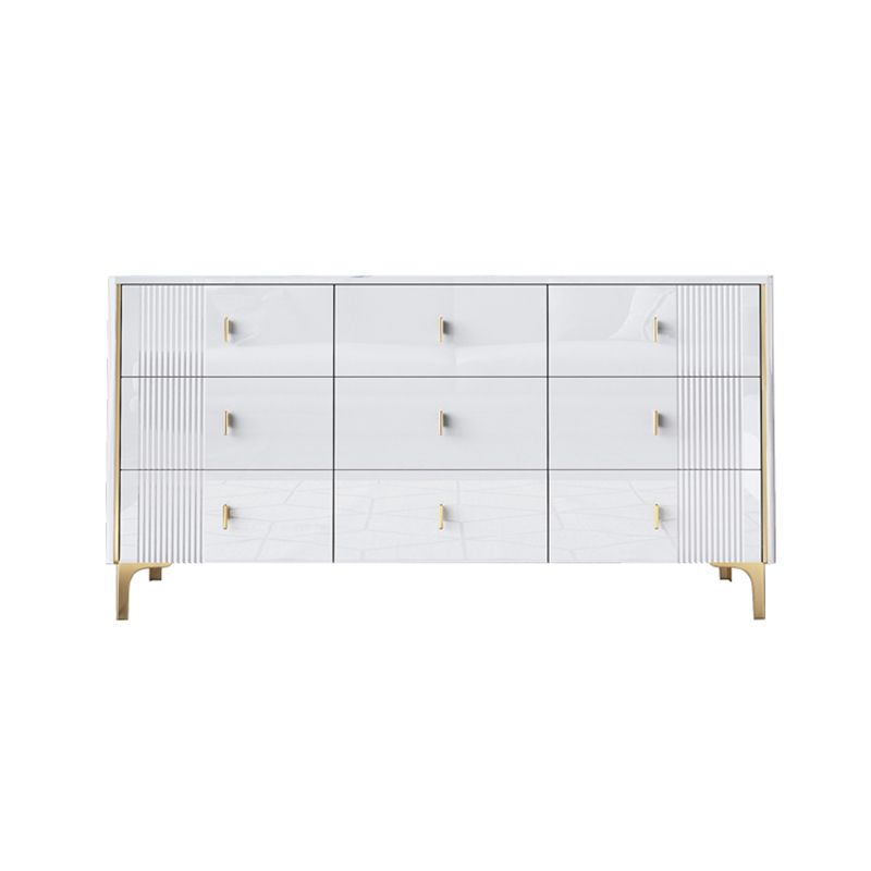 16" W Horizontal Double Dresser Bedroom Slate Top Storage Chest with Drawers