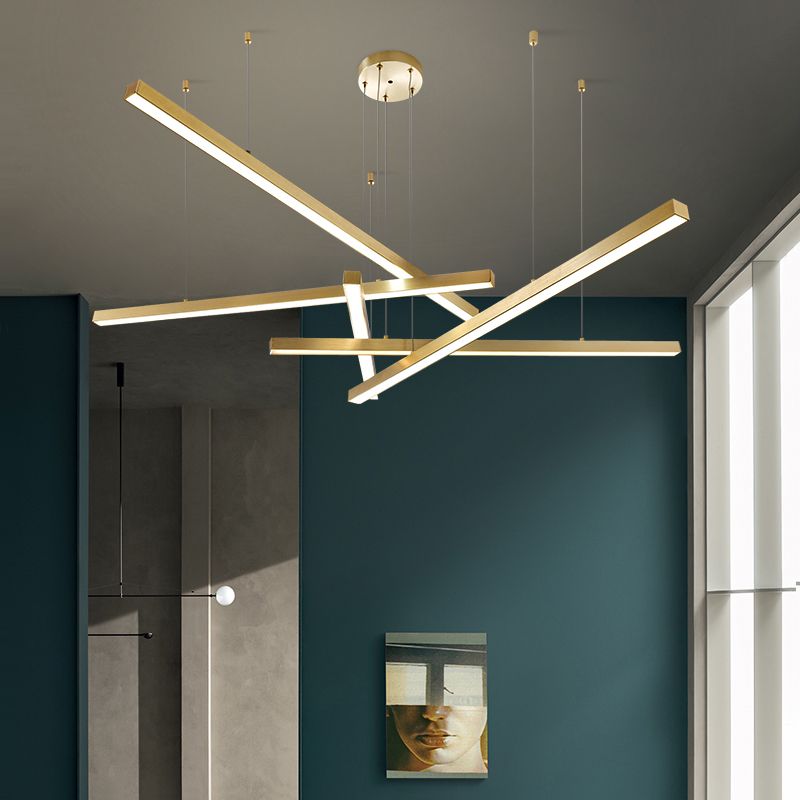 Illuminazione lampadario a forma di barla semplicità in metallo soggiorno a led luce del soffitto appeso