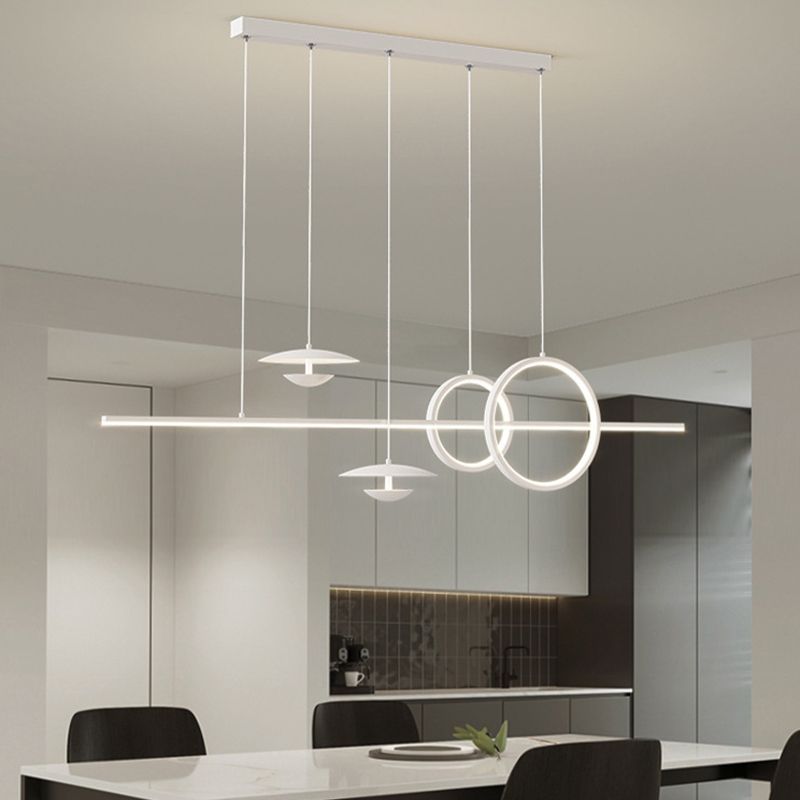 White 5-Light Modernism Ceiling Light LED Kitchen Island Lighting for Foyer