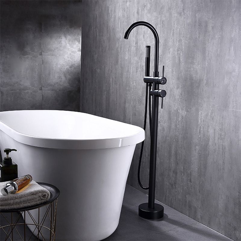 Floor Mounted Metal Freestanding Tub Filler High Arc Freestanding Faucet