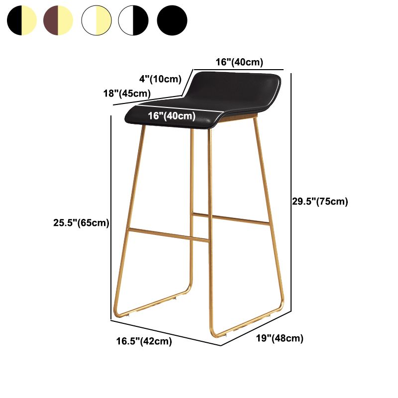 Coffee Shop Counter Stool Glam Metal Footrest Low Back Counter Stools