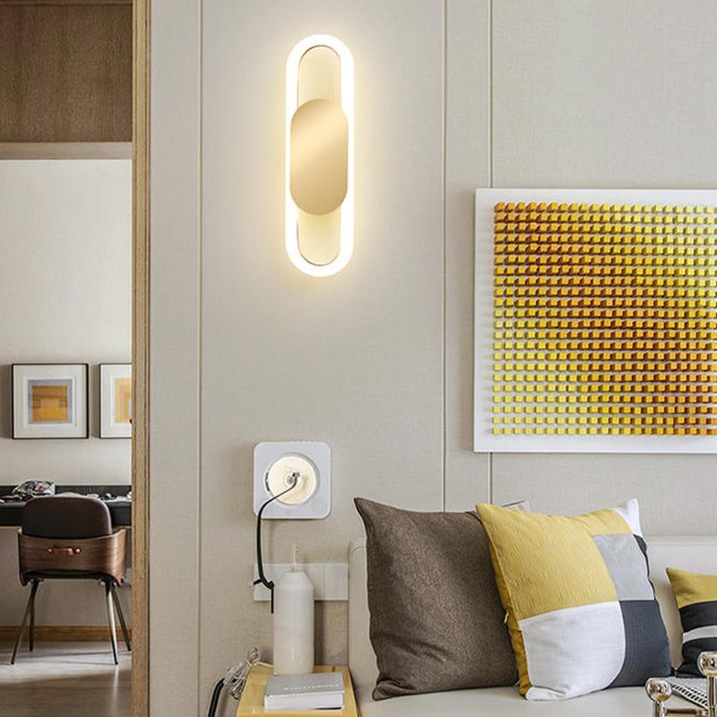 Oval 1 - Light Wall Flush Mount in Gold / Black Post Modern LED Wall Light