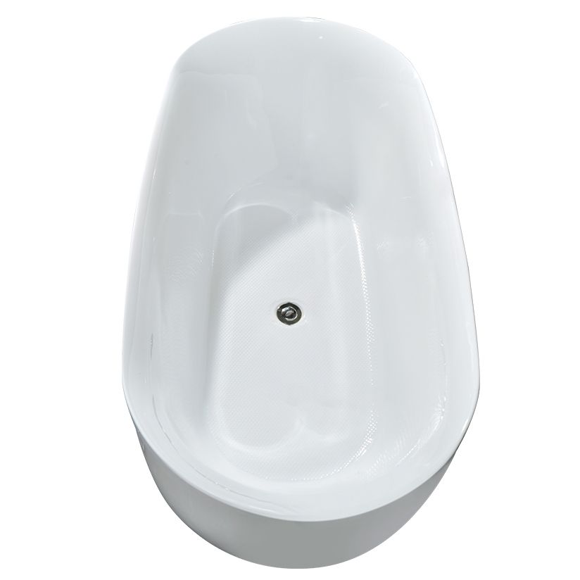 Modern Oval Bathtub Acrylic Freestanding Soaking White Back to Wall Bath