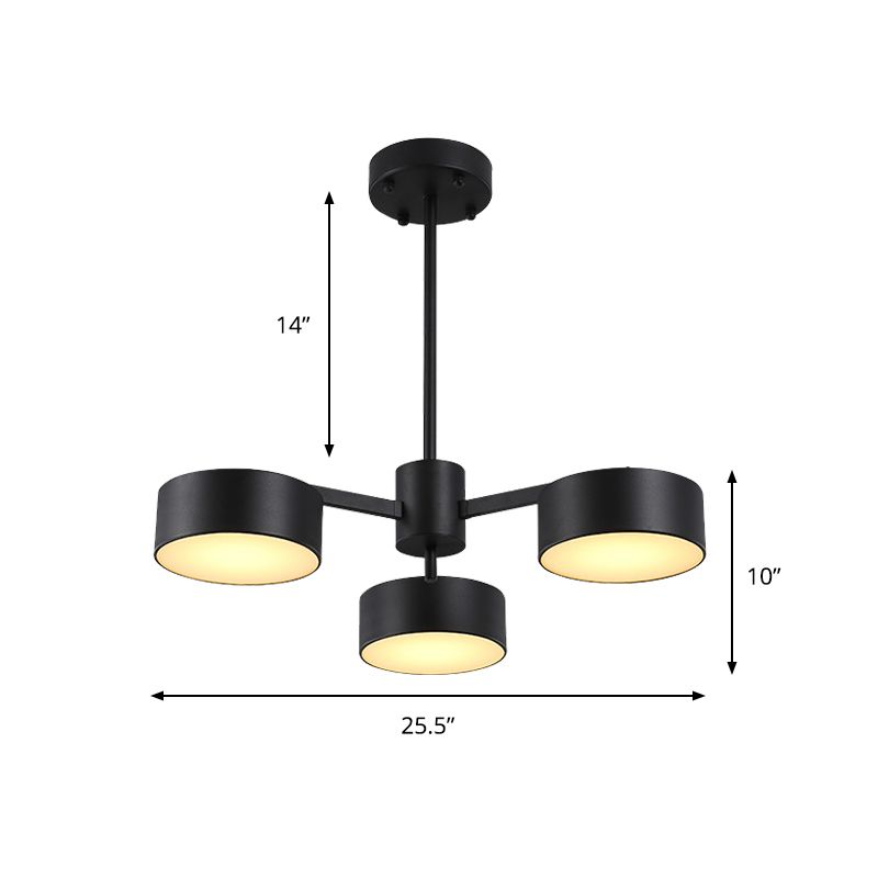 Drum Pendant Light Post Modern Metal 3/5/6/10 Lights Black/Gold Chandelier Light for Living Room