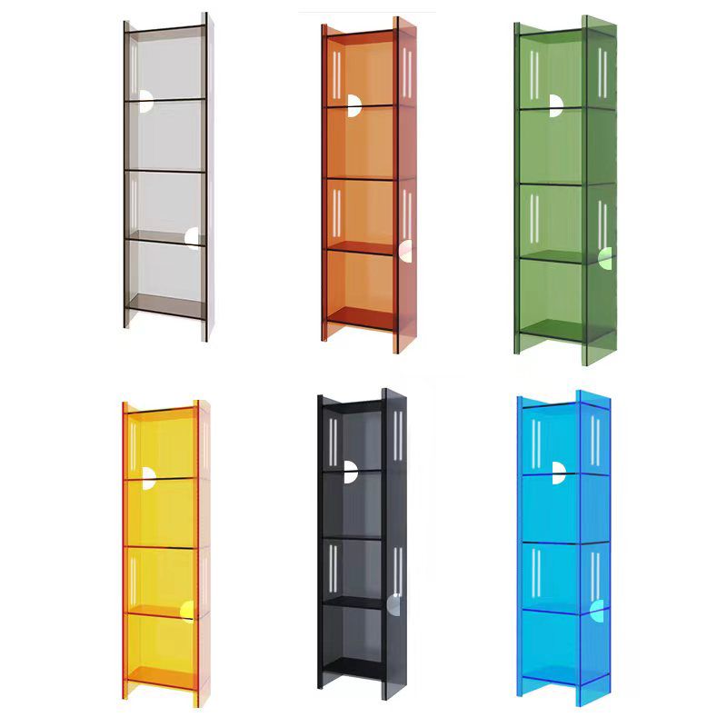 Modern Closed Back Standard Bookshelf Acrylic Bookcase with Rectangular Shelves