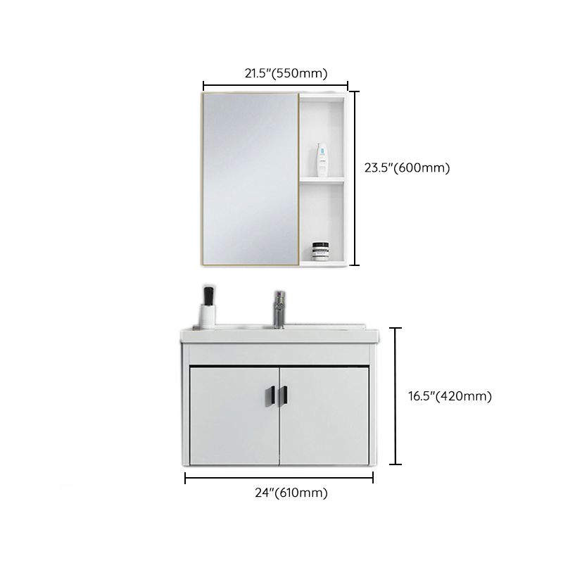 Contemporary Sink Vanity Solid Color Mirror Cabinet Space Saver Vanity for Bathroom