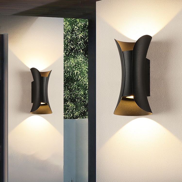 2-Light Curved Wall Sconce Lights Contemporary Style Metal Wall Mounted Lights