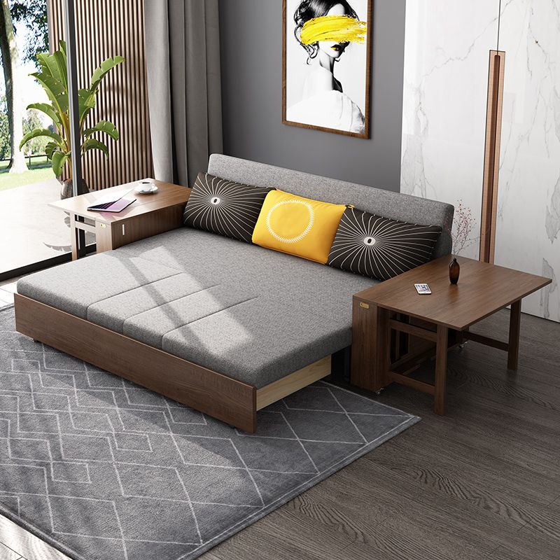 29" Wide Contemporary Sofa Futon Gray Storage Fabric Sleeper Sofa