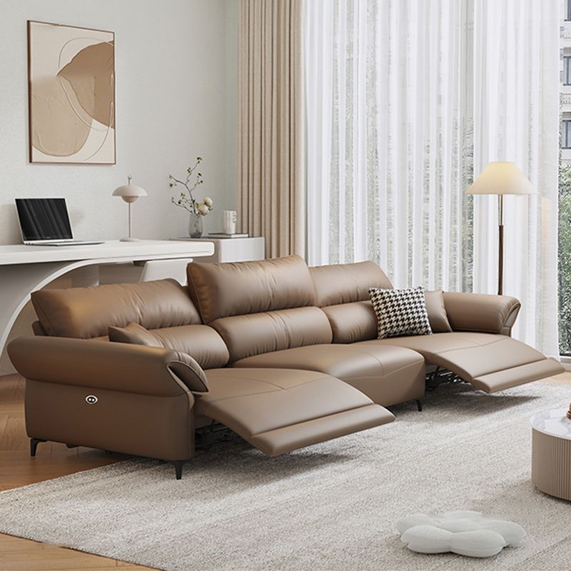 Pillow Top Arm Power - Push Button Scratch Resistant Genuine Leather Sofa