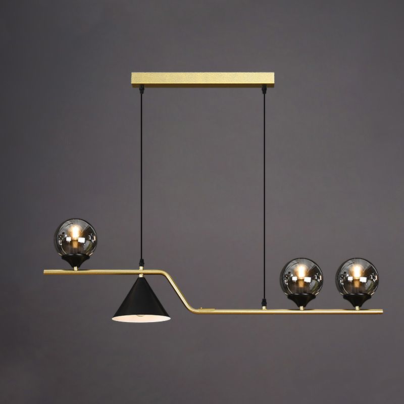 Contemporary Style Spherical Hanging Pendant Lights Glass Island Lights
