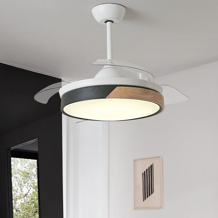 Round Ceiling Fan Lighting Kids Style Metal Single Light Ceiling Fan Lamp for Living Room