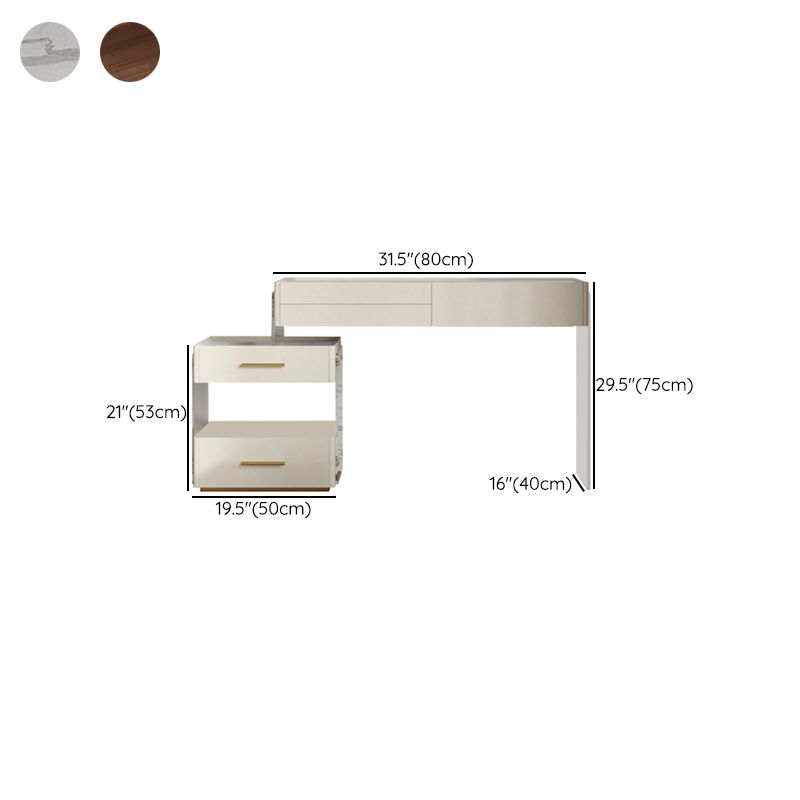 Modernism Acrylic Dressing Table Stone/Glass Top Makeup Vanity