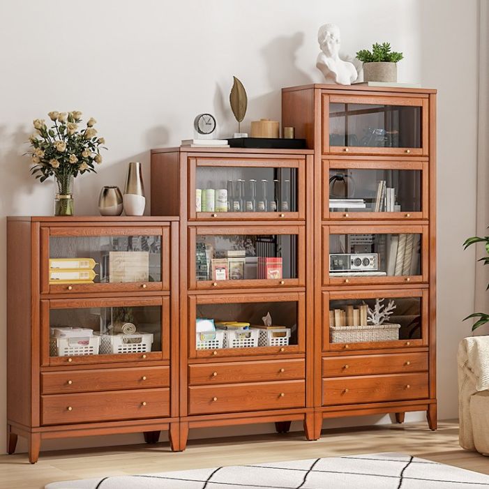 Contemporary Bookshelf Standard Wooden Bookcase with Cabinets