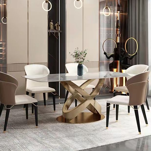 Traditional Luxury Stainless Steel Table Rectangle Dining Table for Home