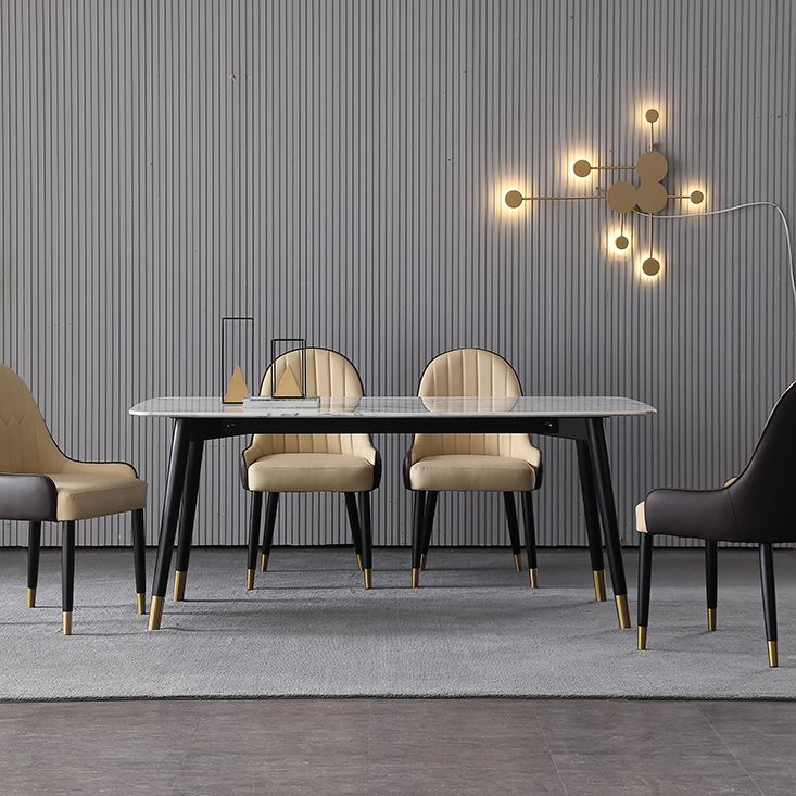 Modern Rectangle Sintered Stone Table Set 1/2/4/5/7 Pieces Dining Set