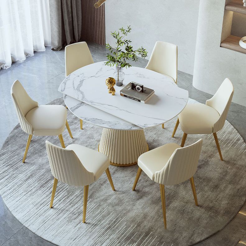 Nordic Round Sintered Stone Dining Table for 4/6 with Pedestal Base Dining Setfor Restaurant