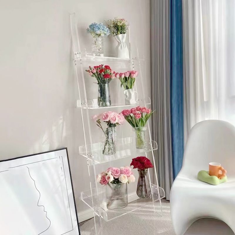 Ladder Open Back Bookshelf Acrylic Shelves Included Bookcase