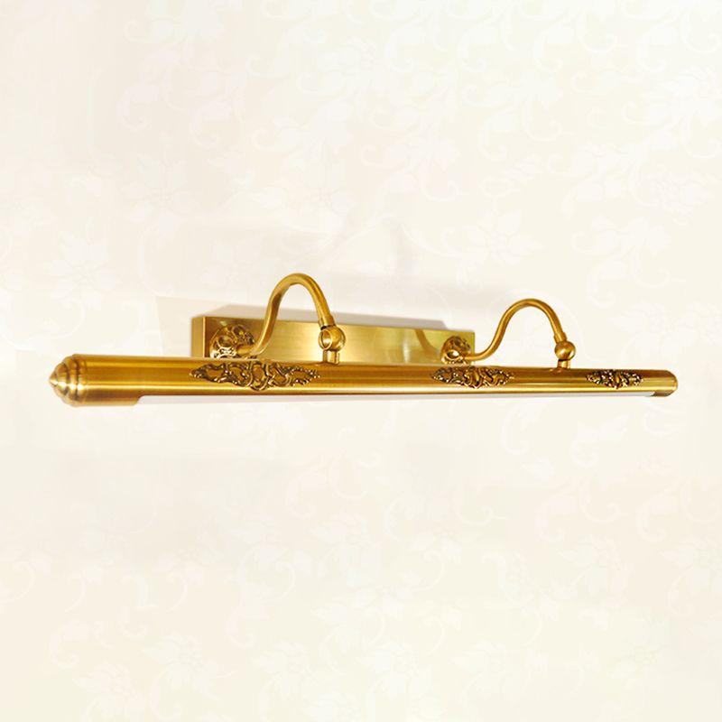 Metal Linear Shade Mirror Wall Lighting Modern 1 Light Wall Mounted Light Fixture in Gold