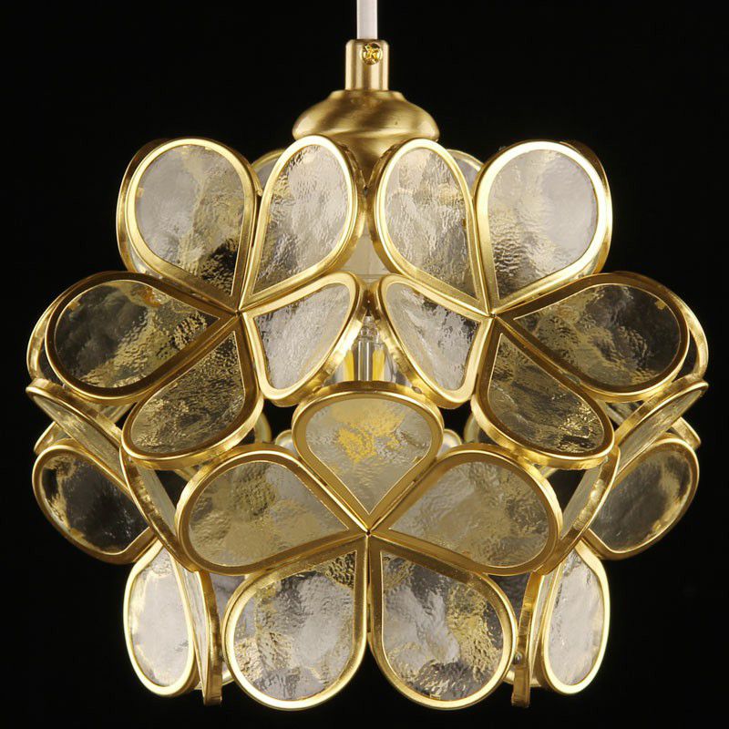 Single-Birne Blume Flushmount Beleuchtung Vintage Messing klare Glasdecke Licht für Foyer