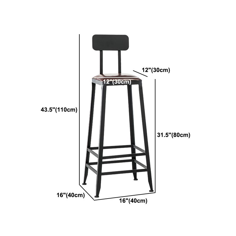 Industrial Metal Barstool Faux Leather Backless Counter Stool with Iorn 4 Legs