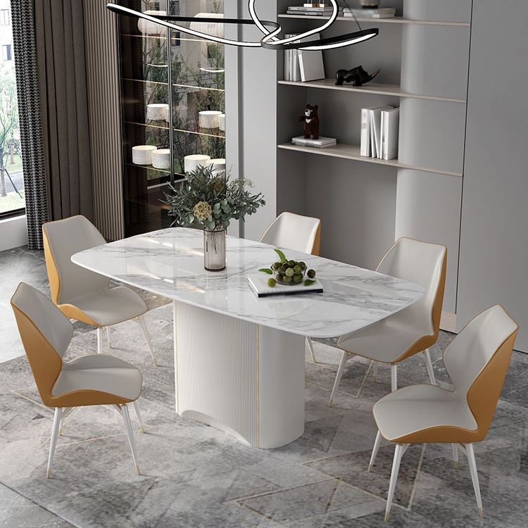 Table à manger en pierre frittée, ton blanc, guéridon de luxe pour salle à manger