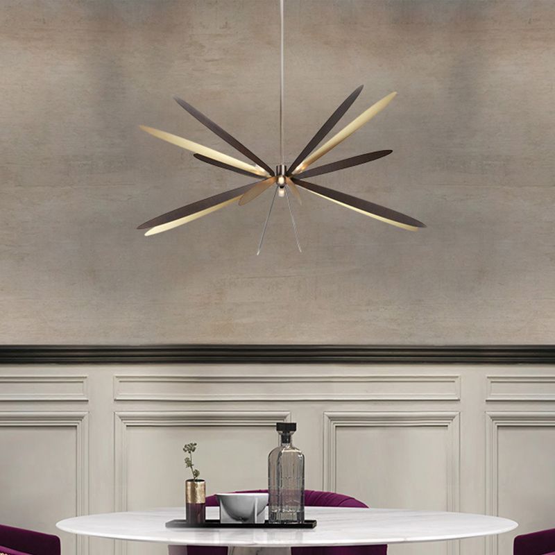 Simplicidad 6 Bulbos Candelier de techo Black Dragonfly Lighting con sombra de metal