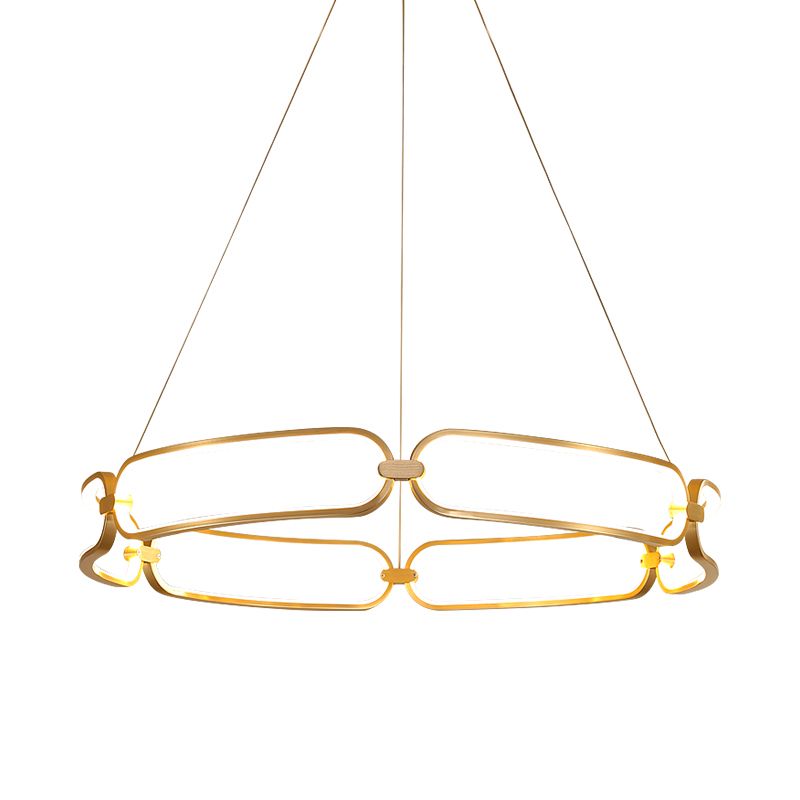 23.5 "/31.5" Pulsera de ancho Luz colgante de metal Candelera de colgante LED de oro minimalista, luz cálida/blanca/natural