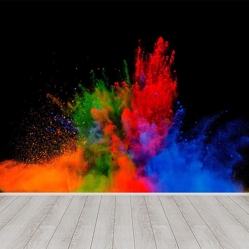 Huge Rainbow Explosion Mural Decal Modern Novelty Abstract Wall Art in Multi Color