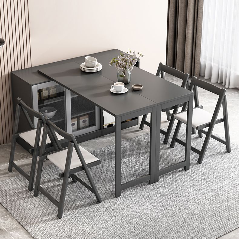 Modern Folding Dining Table with Storage Rectangle Wooden Top