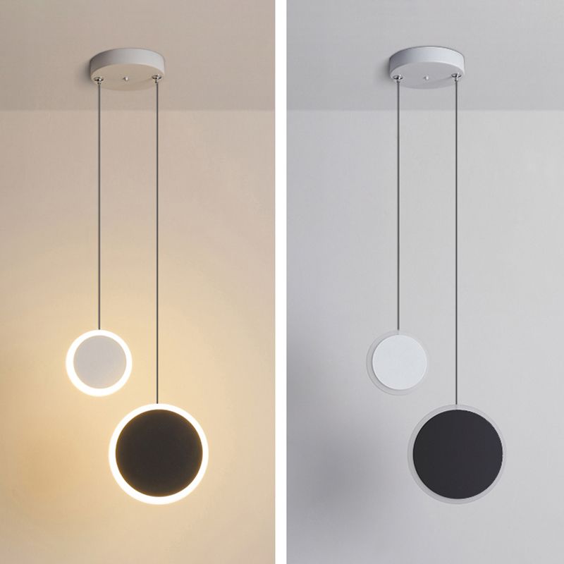 Aluminium 2-Light Circle Pendant Light Modern Modern Down Lighting pour la chambre