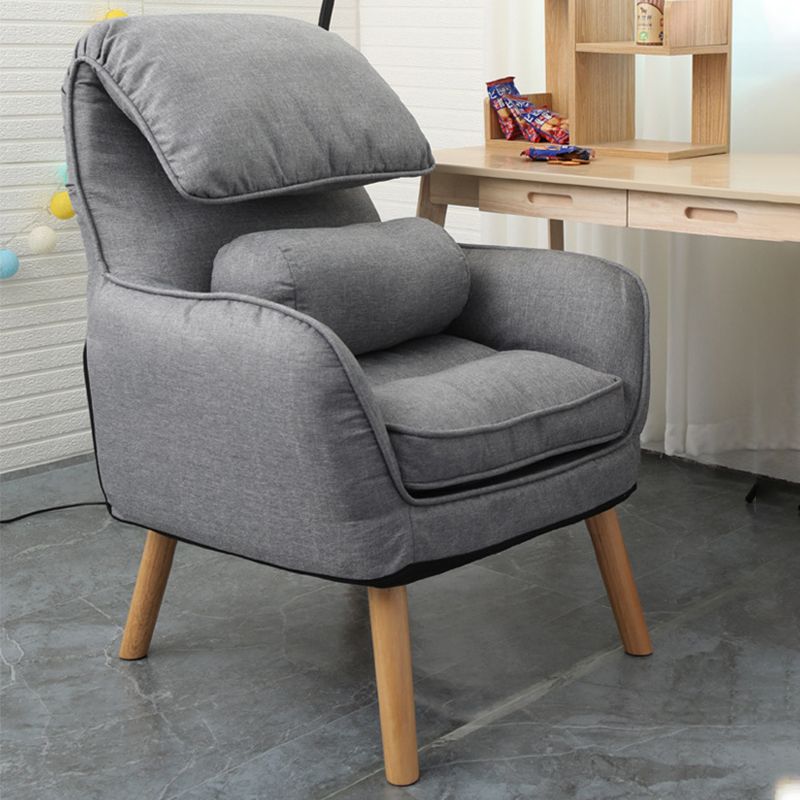 Flared Arms Chair with Pillow Back and Basic Four Legs for Bedroom