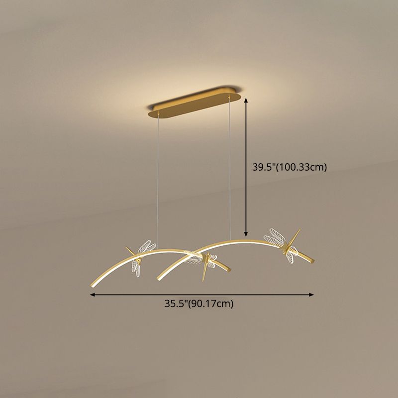 4 Leichte lineare Libelle Insel Lichter moderne Kronleuchter Metal Island Lighting