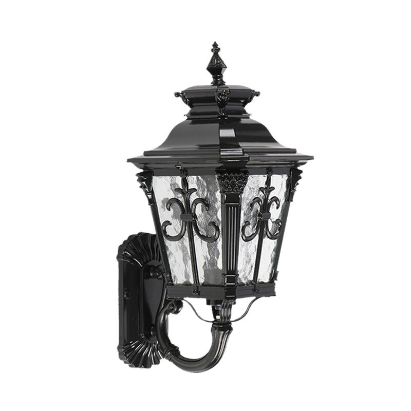Arrow Flower Outdoor Wall Mount Light Country Clear Water Glass 1 Light Black Wall Lamp Sconce