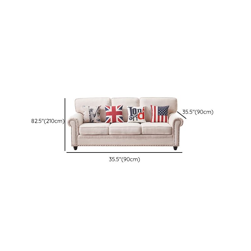 French Country White Cushions Rolled Arm Living Room Seating