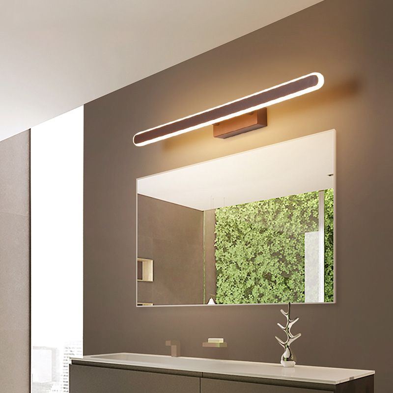 Modern Style Mirror Cabinet Bathroom Wall Lights Brown Metal Linear Shade LED Ambient Vanity Lighting