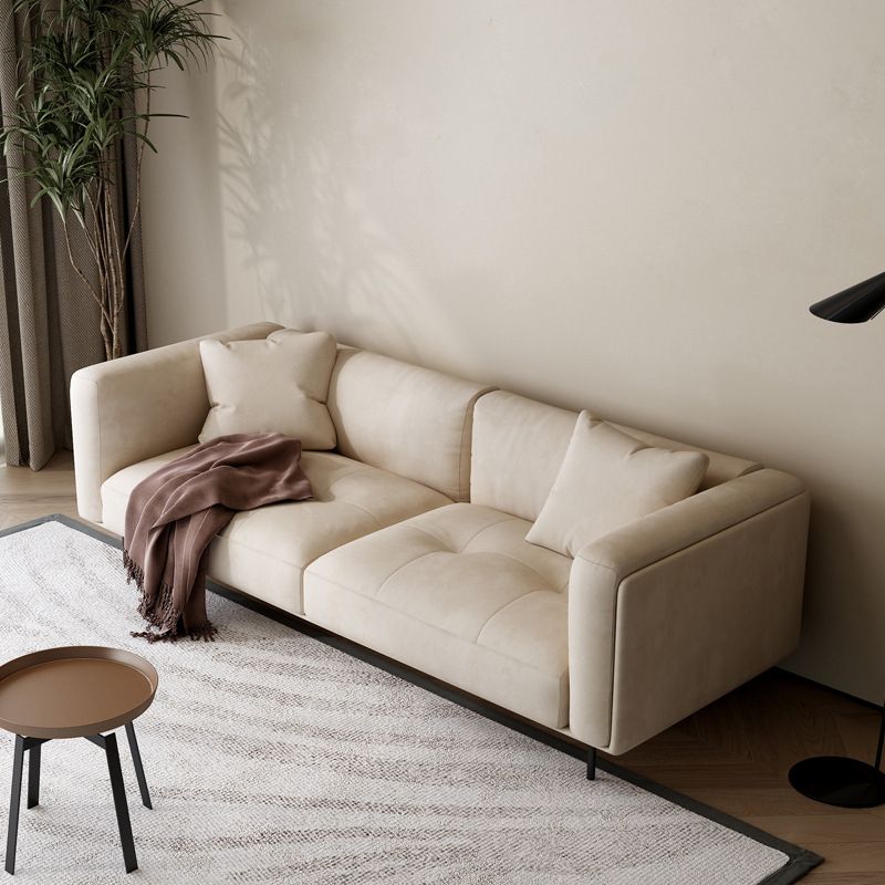 Base in legno massiccio in stile moderno Namib e velluto bianco rettangolare divano