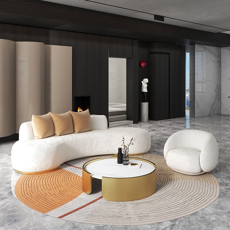 Contemporary Curved Sofa with Tight Back Standard Armless Sofa for Living Room