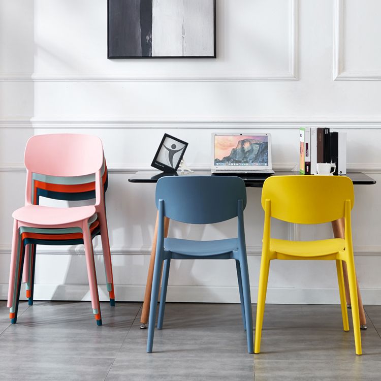 Plastic Side Chair Contemporary Multicolor Open Back Side Chair for Dining Room