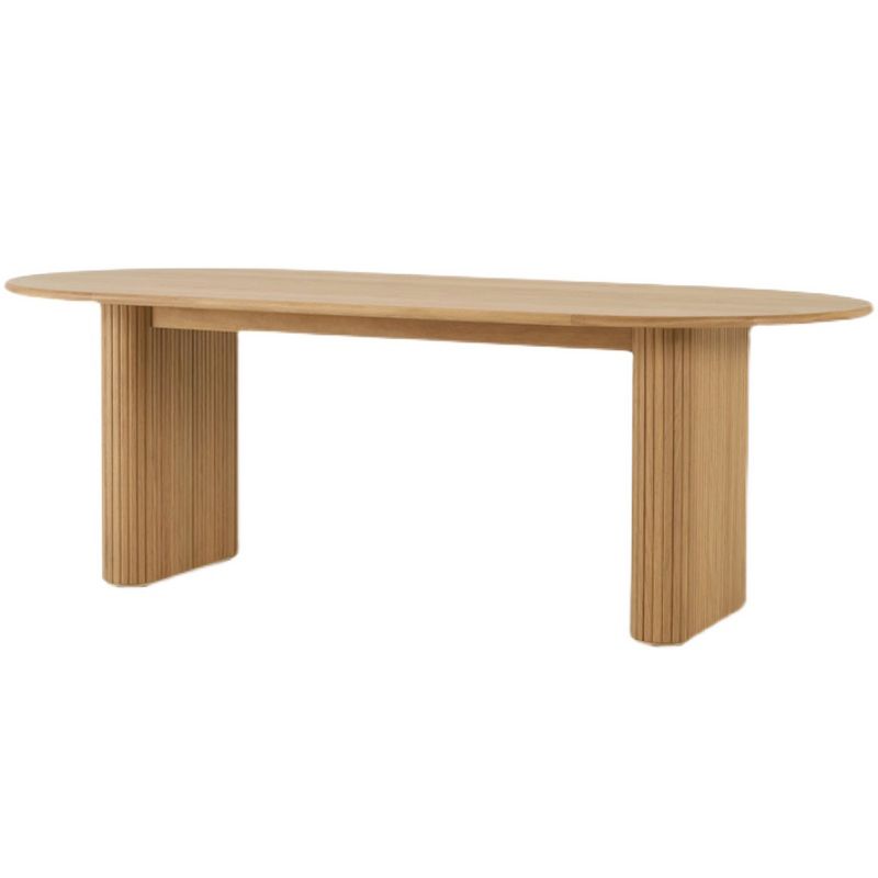 Zeitgenössischer Massivholz Tisch Oval Doppelpodest Haus Küchenmöbel