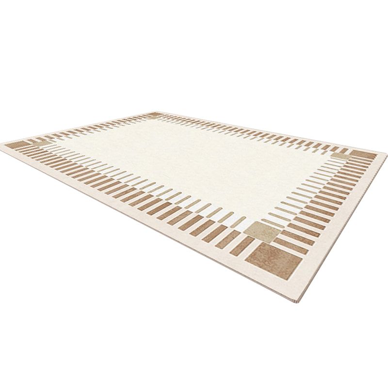 Beige Modern Rug Polyester Line Indoor Rug Washable Rug for Home Decor