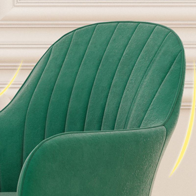 Glam Dining Arm Chair Solid Back Side Chair with 4 Metal Legs for Home Use