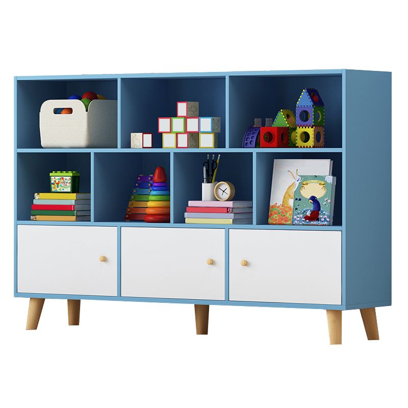 Wooden Shelf Bookcase Closed Back Bookshelf with Doors for Office