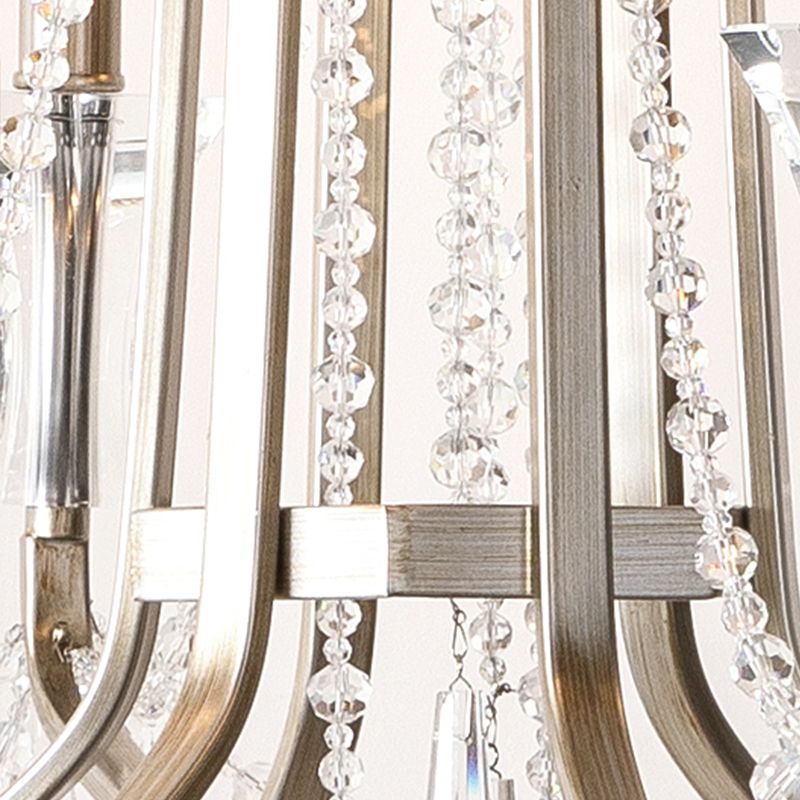 Candlestick Chandelier Rustic Nickel Finish Metal Pendant Light with Crystal Decoration