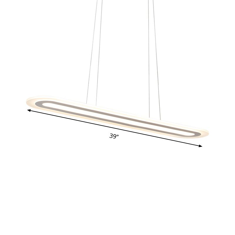 Kit de lámpara de colgante acrílico de techo ovalado blanco con luz acrílica LED en luz cálida/blanca/natural, 16 "/23.5" /31.5 "de ancho