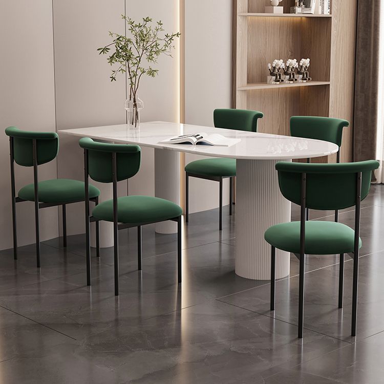Silla auxiliar de terciopelo para el hogar moderno, silla de comedor con respaldo abierto y acabado mate