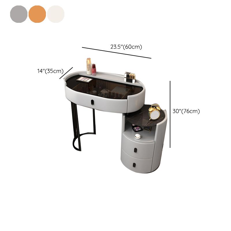 3 Drawers Glam Makeup Vanity Desk with Glass Top Makeup Vanity