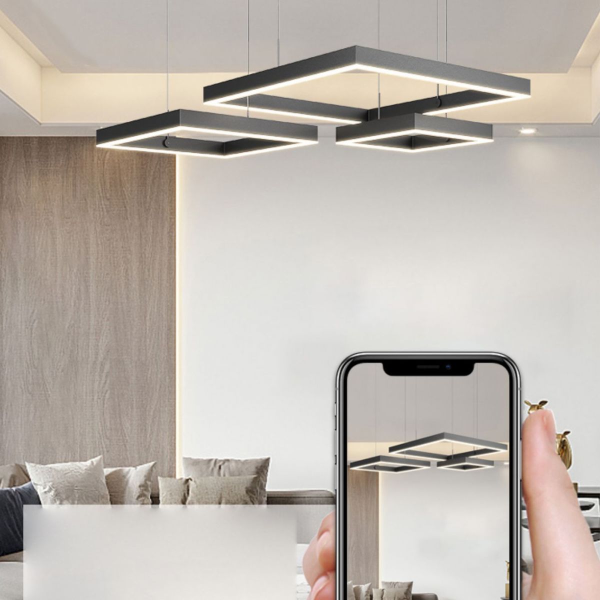 Contemporary 3-Tier LED Hanging Ceiling Lights Black Aluminum Pendant Chandelier for Living Room