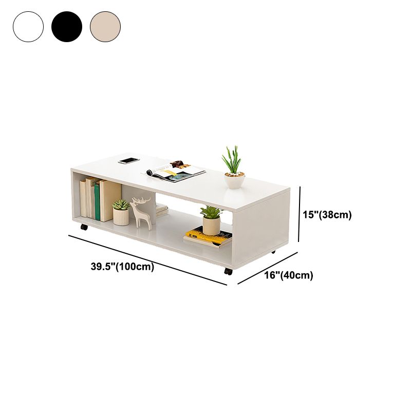 Modern 1 Single Coffee Table Sheet Material Cocktail Table with Casters