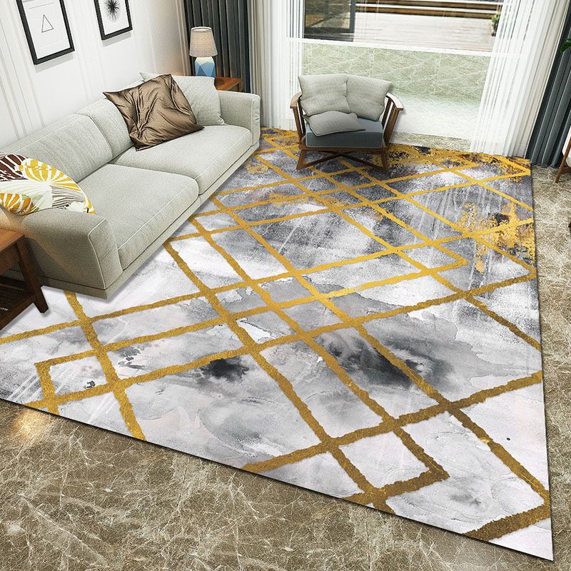 Minimalist 3D Printing Geometry Rug Multi-Colored Polypropylene Rug Machine Washable Non-Slip Stain Resistant Area Rug for Home