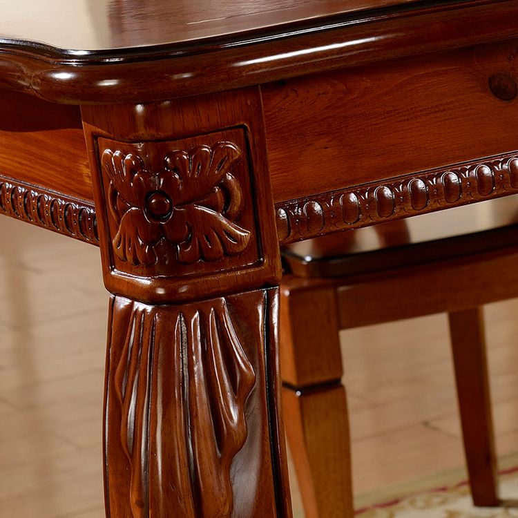 Rectangle 4 Legs Mid-Century Dining Table Wood Color Fixed Table of Solid Wood